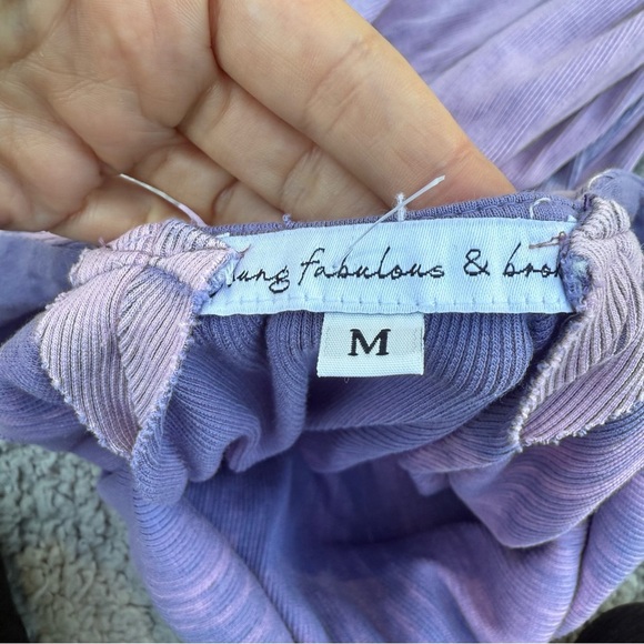 YOUNG FABULOUS & BROKE Mineral Wash Lavender Ribbed Halter Midi Dress Size M - Picture 7 of 7